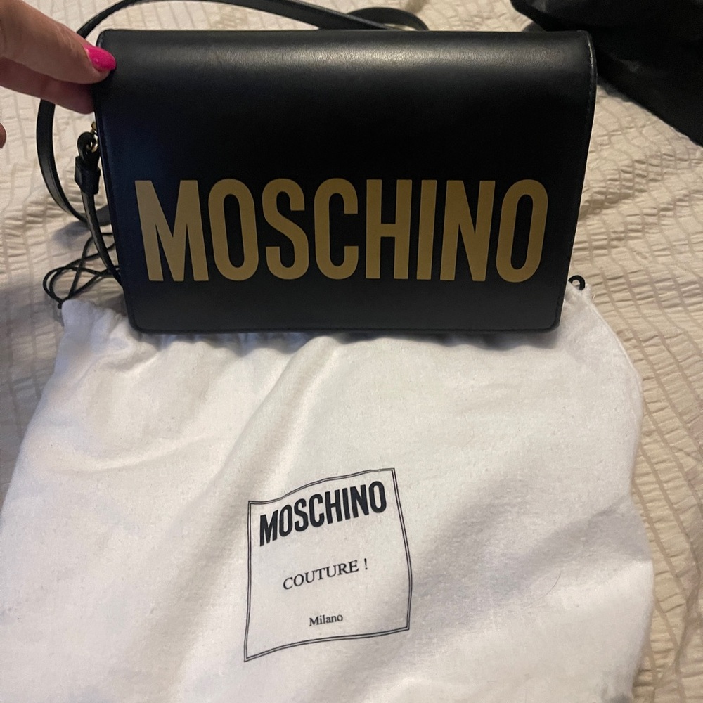 Moschino Black Bag with Gold Logo